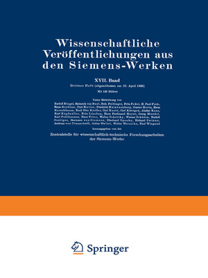 cover image of Wissenschaftliche Veröffentlichungen aus den Siemens-Werken